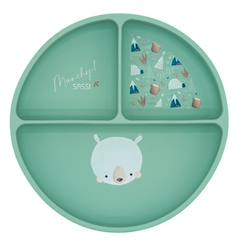 Assiette compartimentée en silicone avec ventouse animaux  - vertbaudet enfant