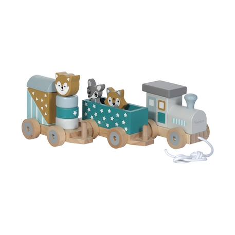 Petit train rayé animaux du zoo Bleu pétrole+Gris foncé 5 - vertbaudet enfant 
