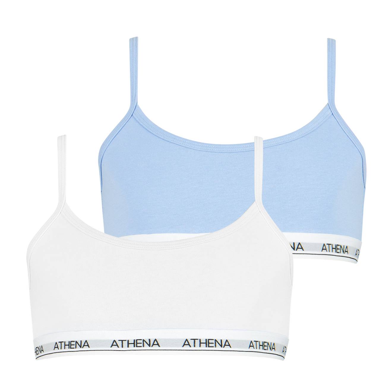 Lot De 2 Brassières Coton Ultra Doux Blanc-bleu Pastel