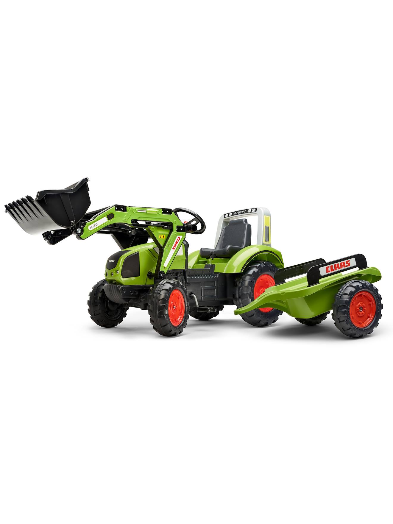 Tractopelle À Pédales Avec Remorque Vert Claas