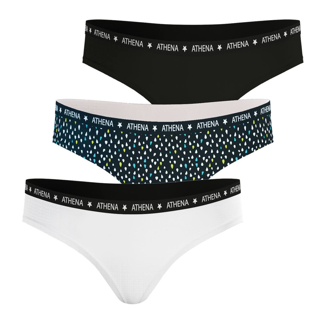 Lot De 3 Slips Ecopack Blanc-imprimé Gouttes-noir