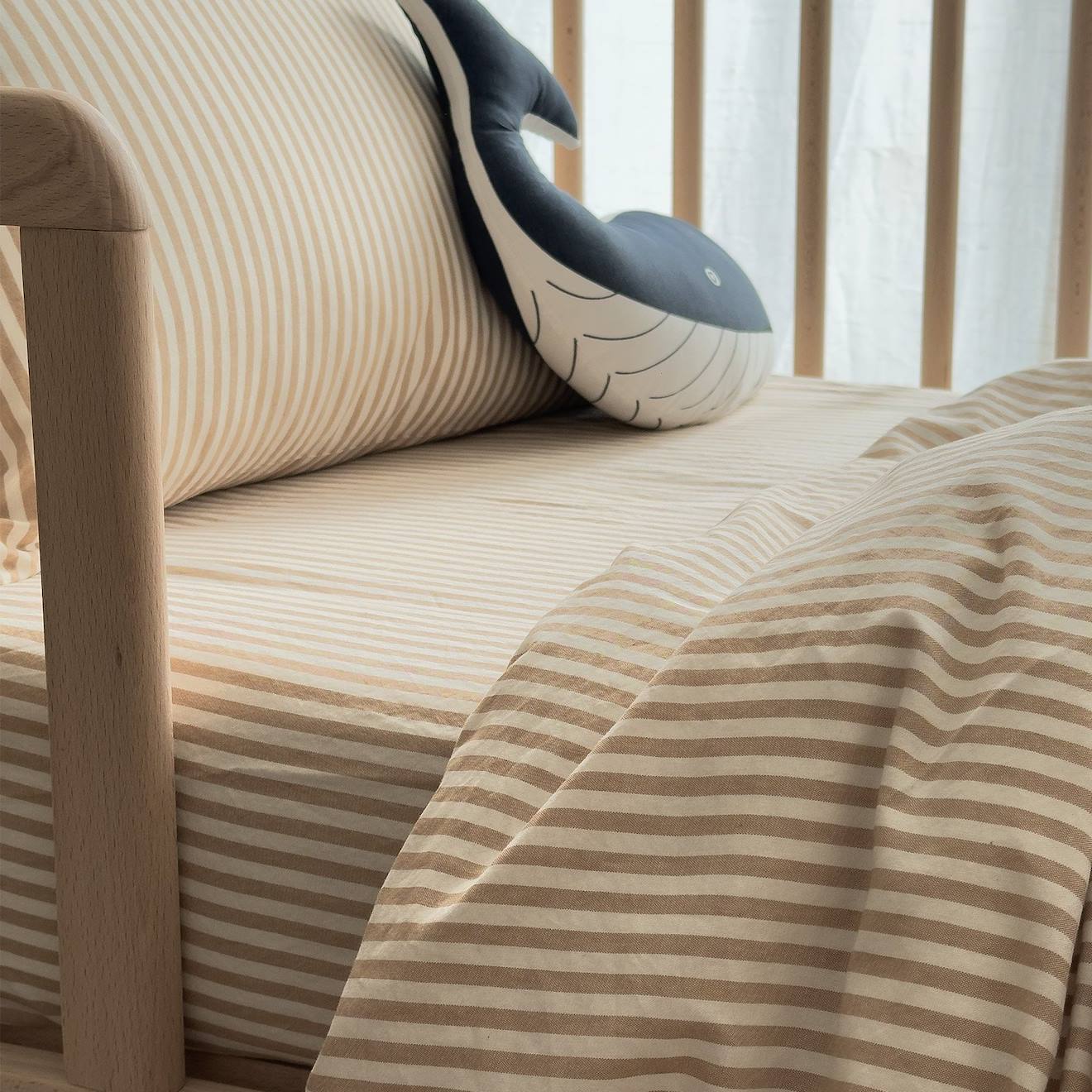 Drap Housse Bébé Percale De Coton Bio Rayé Rayé Ambre