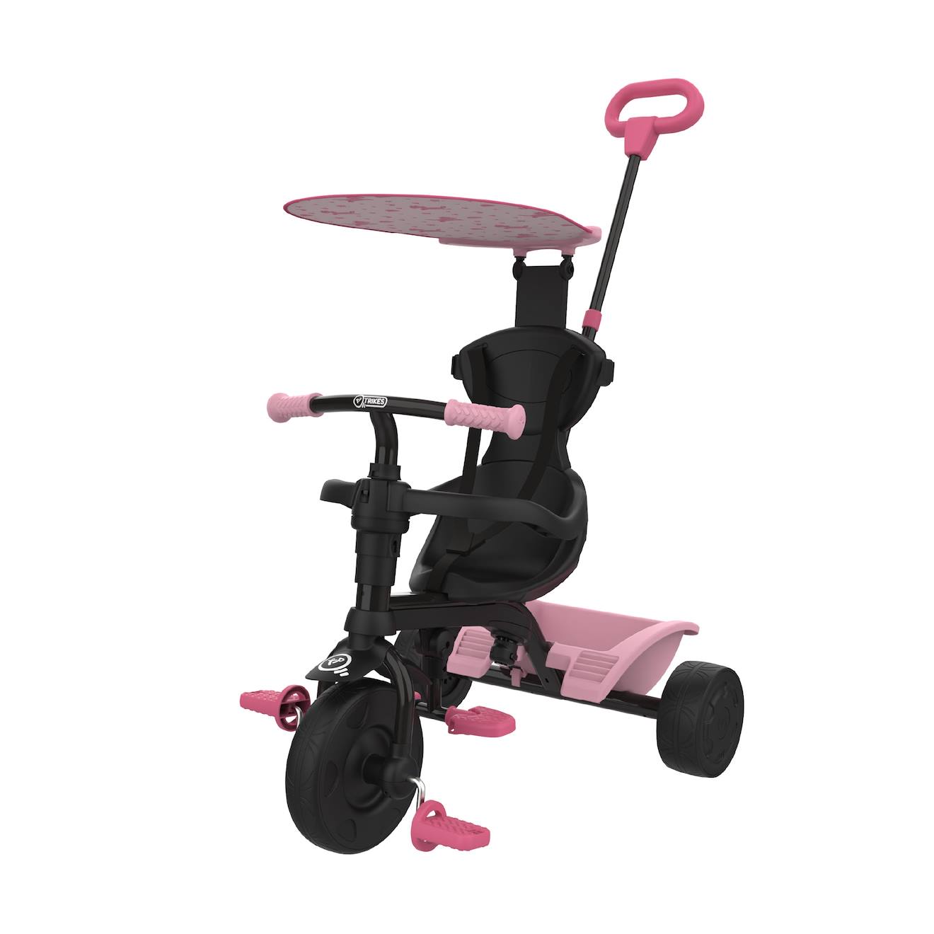 Tricycle Évolutif 4 En 1 Dino Métal Noir - Rose