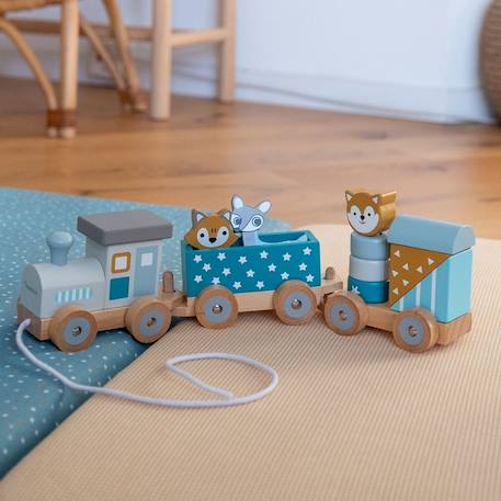 Petit train rayé animaux du zoo Bleu pétrole+Gris foncé 3 - vertbaudet enfant 