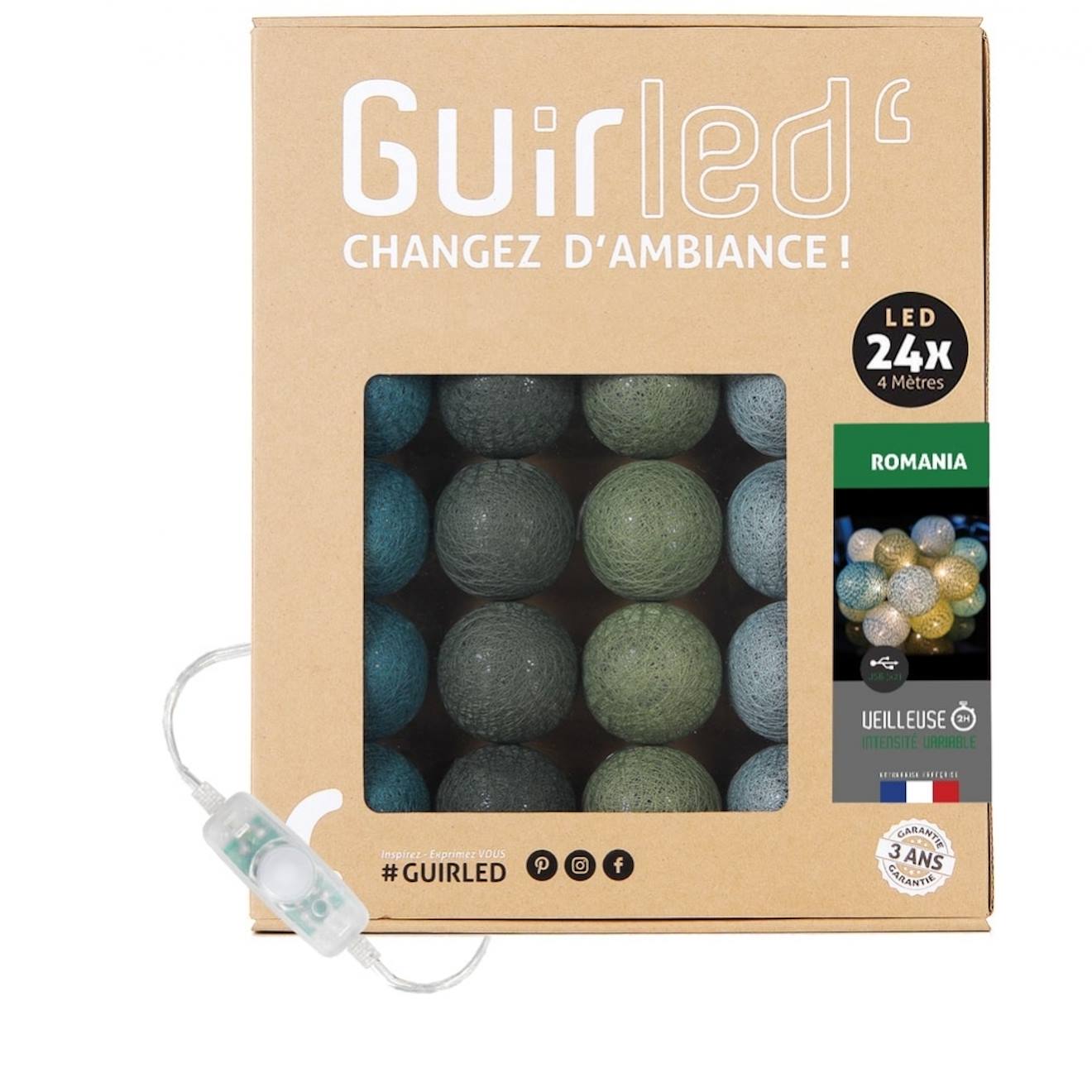 Guirlande Boule Lumineuse Led Usb Veilleuse 2h Romania