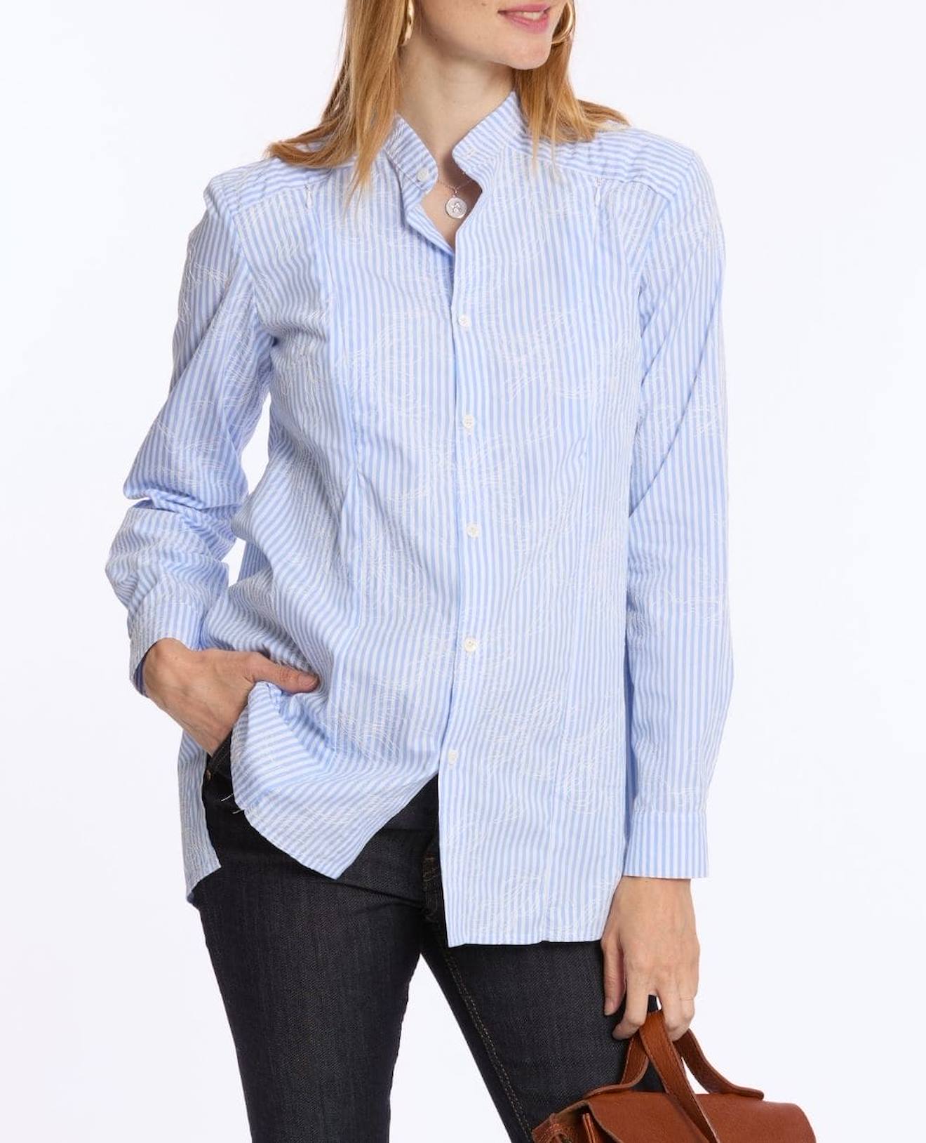 Chemise Liquette De Grossesse Et D'allaitement Camille - Bleu Bleu