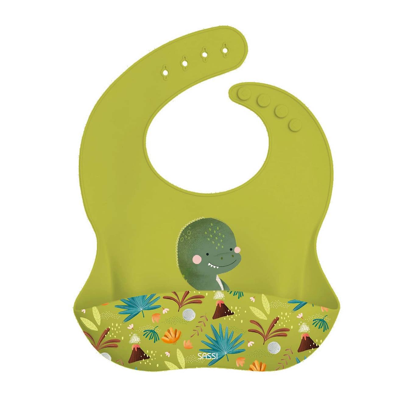 Bavoir Récupérateur En Silicone Animaux Vert