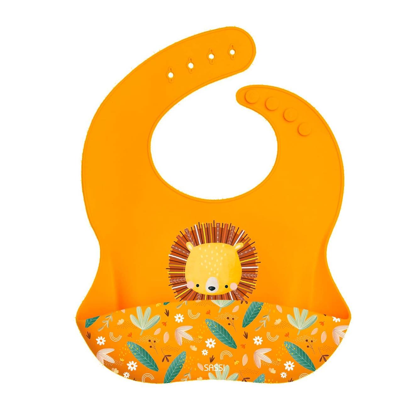 Sassi - Bavoir Récupérateur En Silicone Animaux Orange