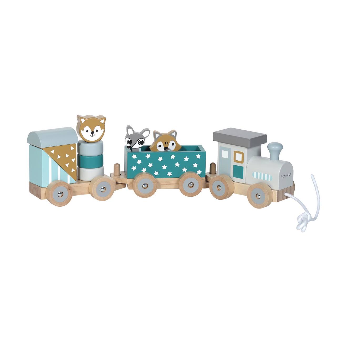 Kindsgut - Petit Train Étoilé Animaux Du Zoo Bleu Pétrole