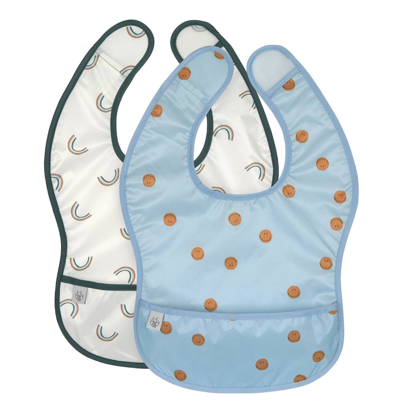 Lässig - Lot De 2 Bavoirs À Poche Happy Rascals Smile Bleu