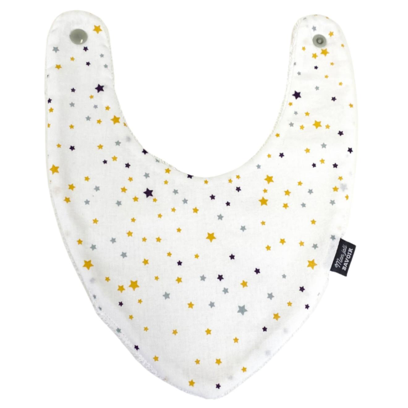 Bavoir Bandana (bleu Imprimé Feuilles) Blanc Étoiles