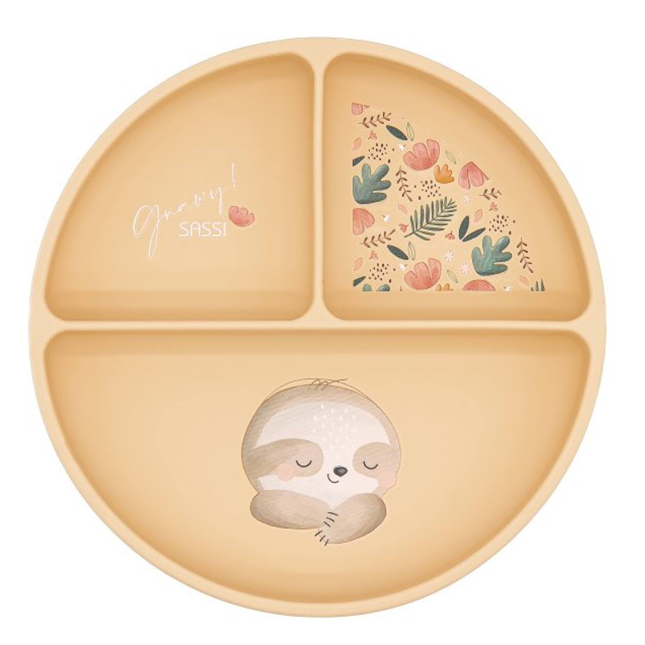 Assiette Compartimentée En Silicone Avec Ventouse Animaux Beige