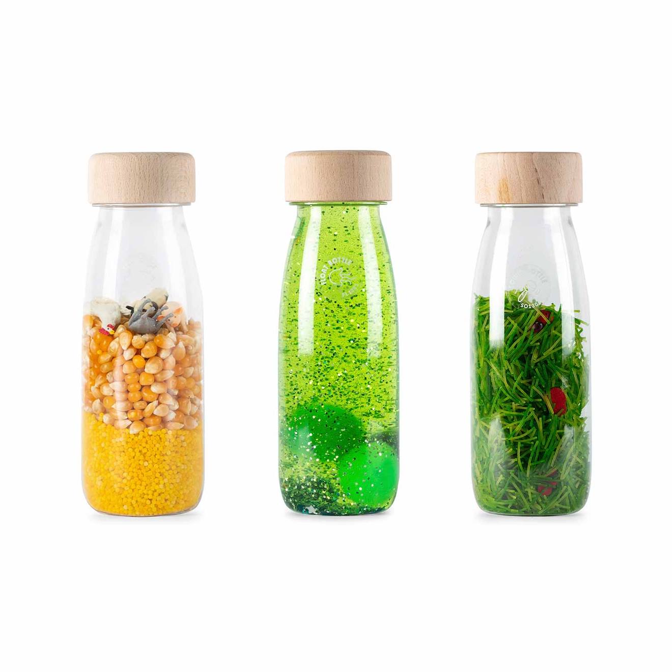 Petit Boum - Lot De 3 Bouteilles Sensorielles Vert, Life