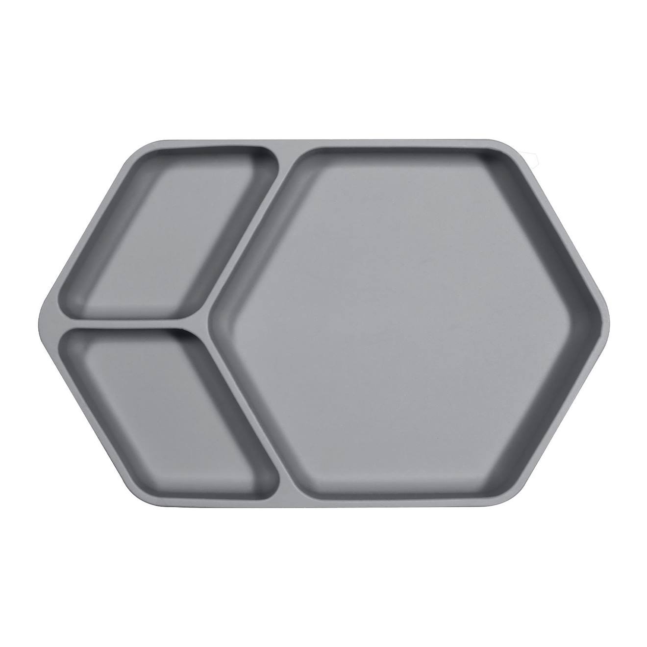 Assiette À Compartiments Avec Ventouse Gris Foncé