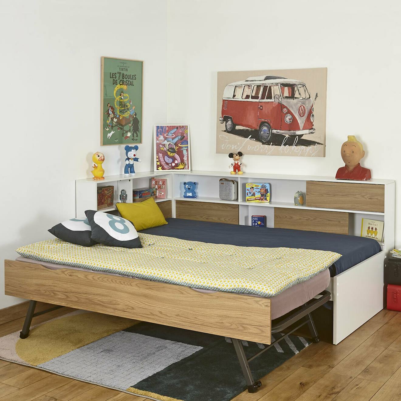 Lit Cosy Gigogne Play Blanc Et Bois