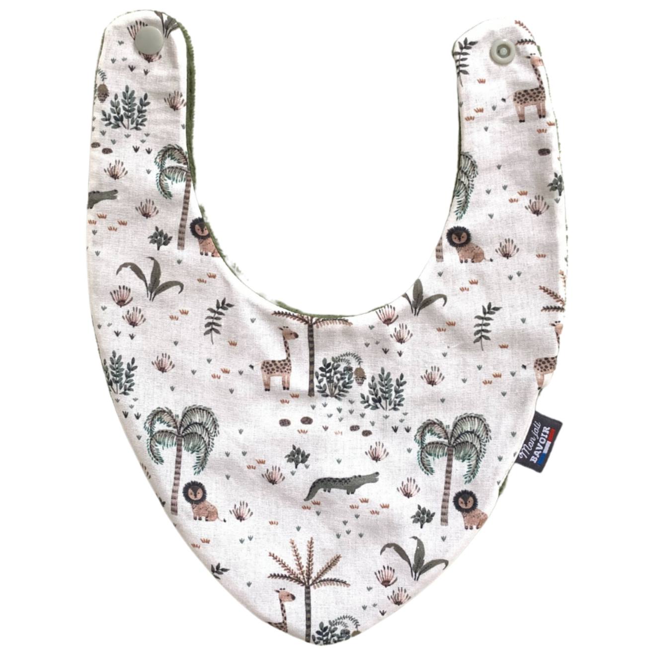 Bavoir Bandana (bleu Imprimé Feuilles) Savane