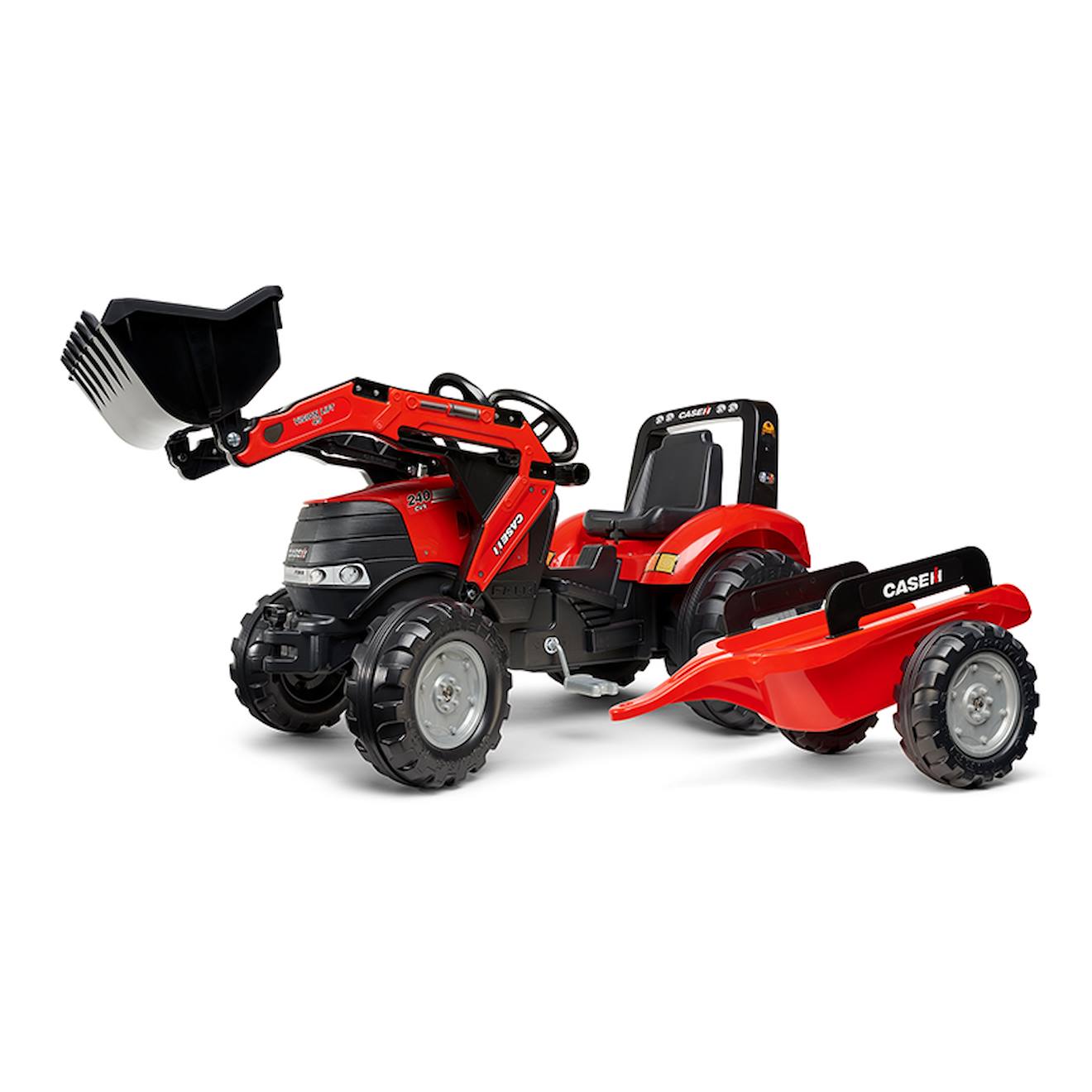 Tractopelle À Pédales Avec Remorque Rouge Case