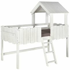 -Pack lit cabane mi-hauteur avec matelas bois massif donnie