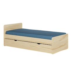 Chambre et rangement-Pack lit gigogne avec matelas bois massif lilow