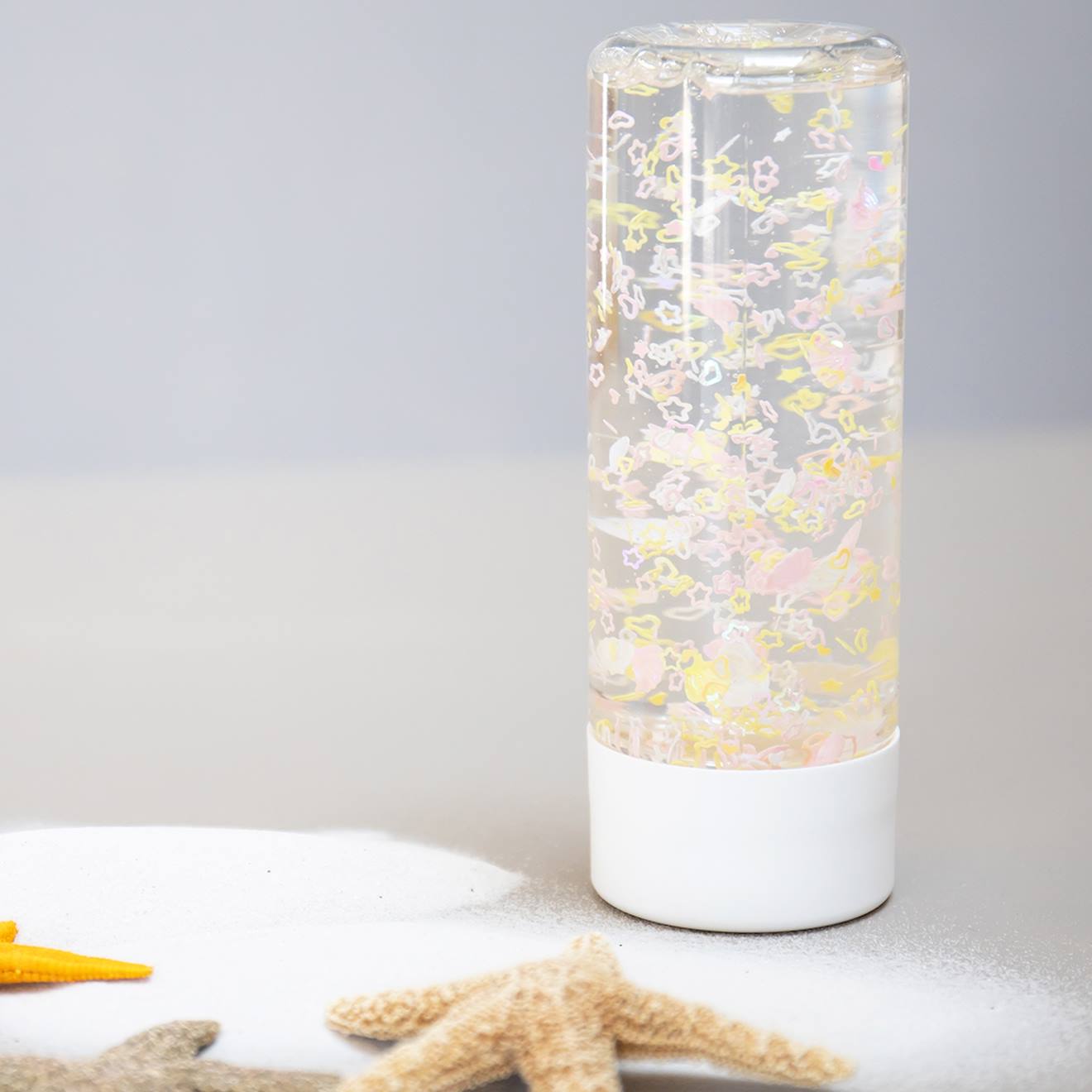Bouteille Sensorielle Coquillages Rose Et Jaune