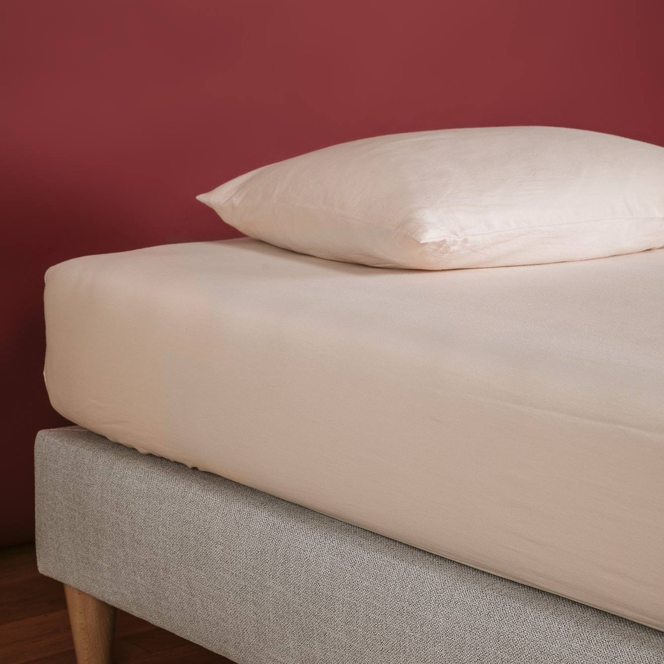 Drap Housse 1 Personne Pur Coton Bio Rose Nude