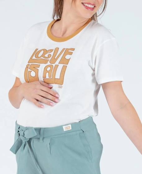 Cache Coeur - T-shirt De Grossesse Love Is All Ivoire