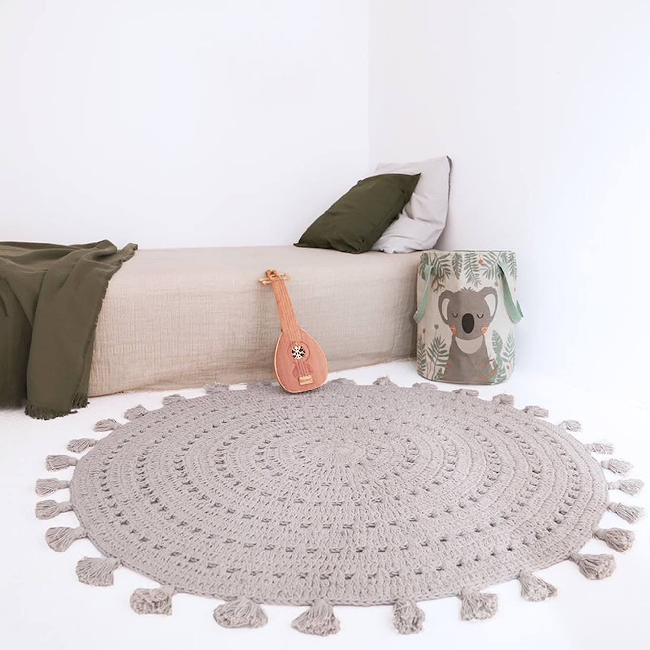 Nattiot - Tapis Chambre Enfant Coton Crochet Nila Gris