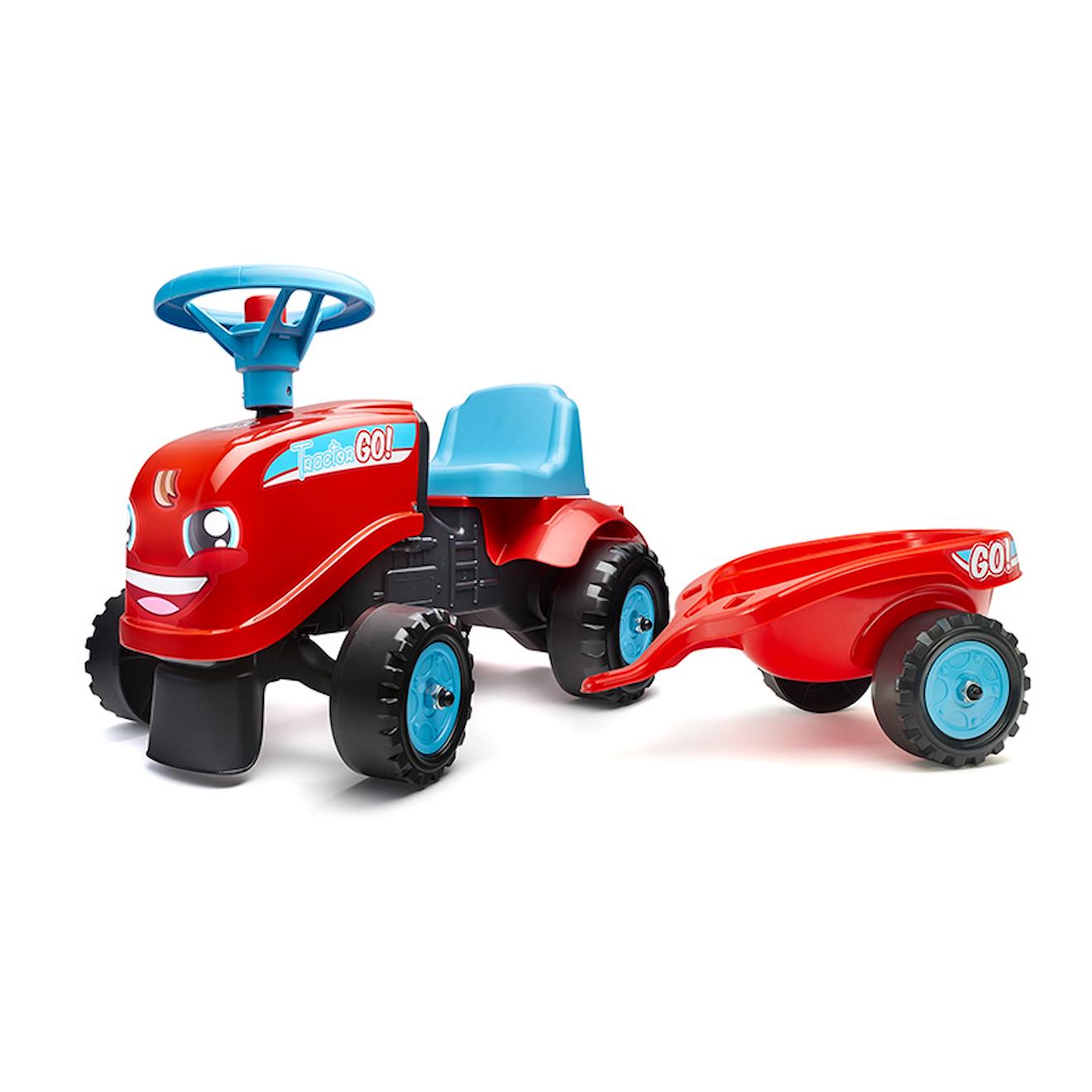 Porteur Tracteur Avec Remorque Rouge Et Bleu