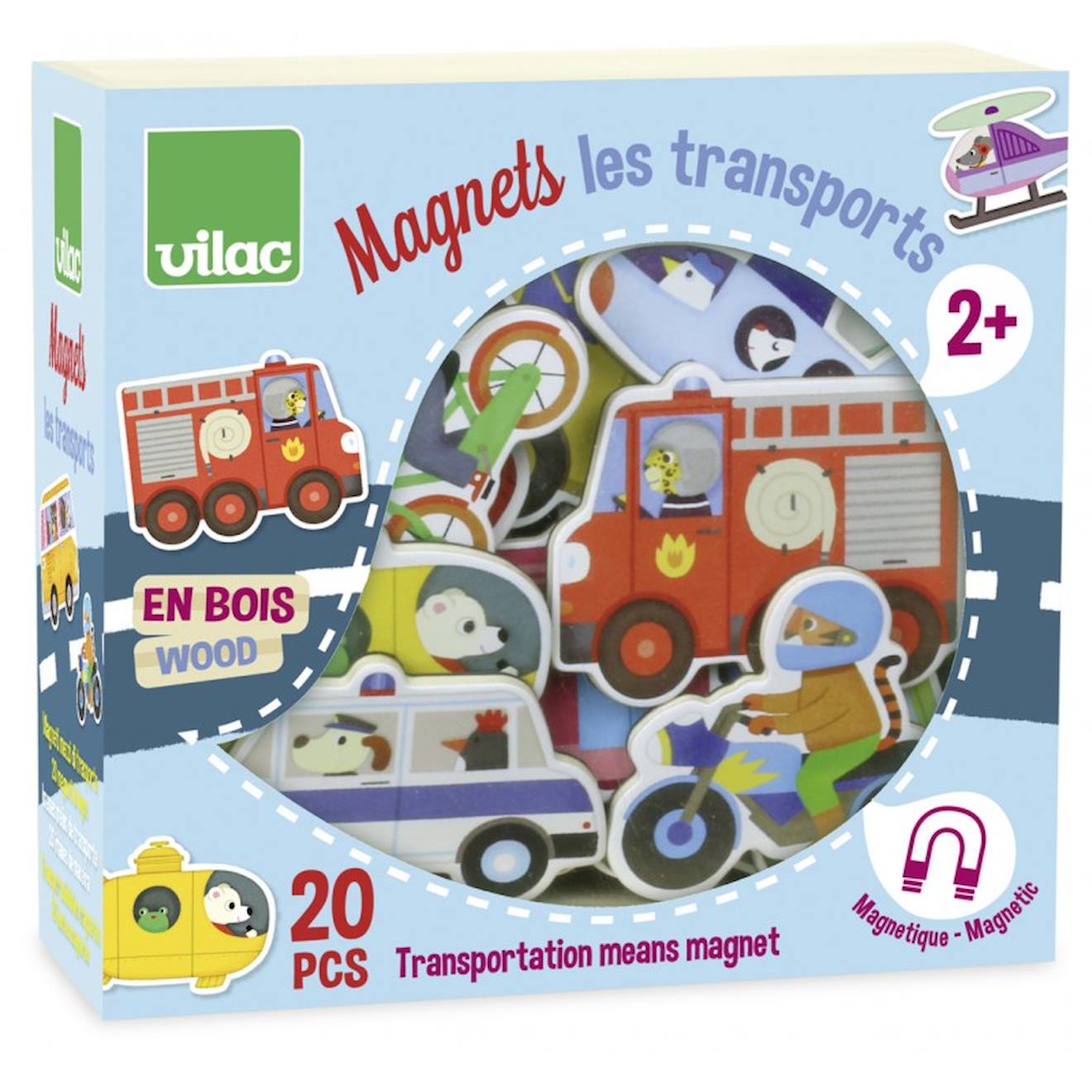 Vilac - Magnets Transports Bleu