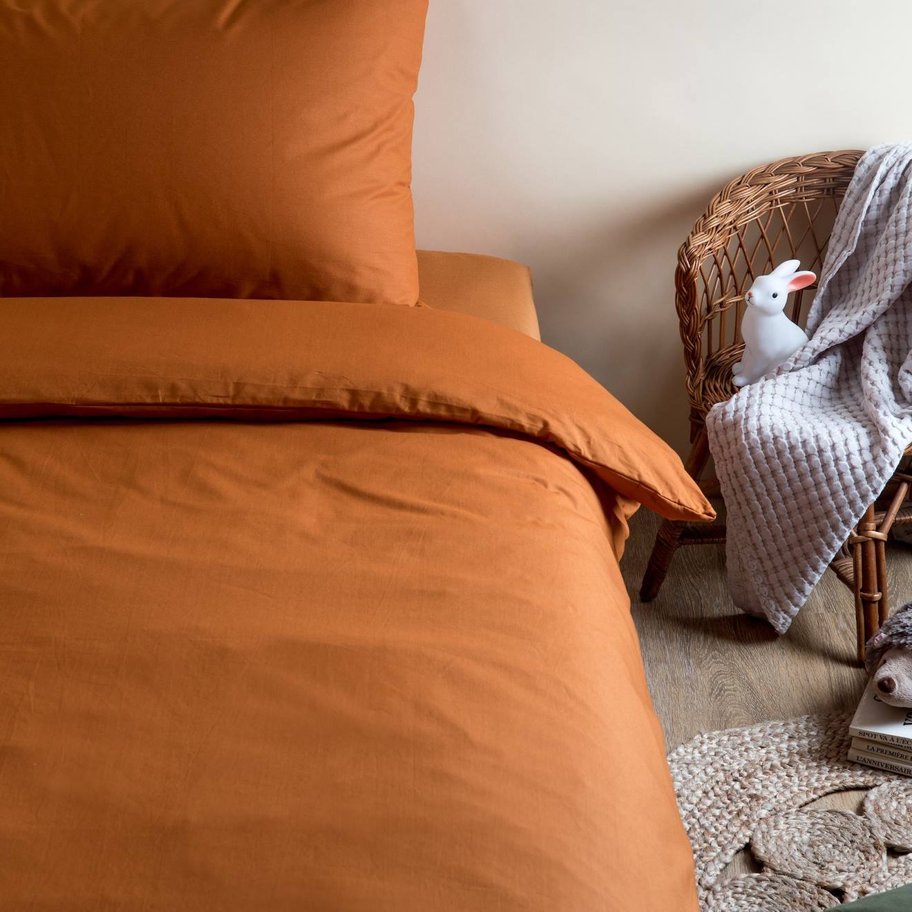 Kadolis - Housse De Couette Unie En Coton Bio Pour Lit 1 Personne Noisette