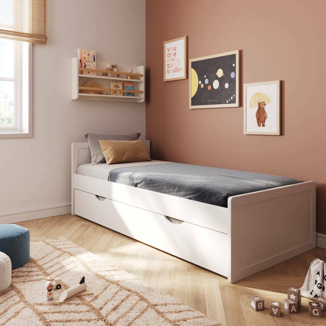 Lit Enfant Gigogne Bois Massif Peter Blanc