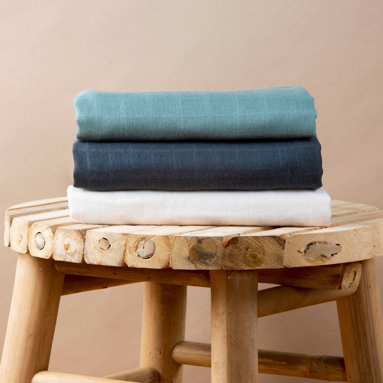 Kadolis - Langes Coton Bio Unis (set De 3) Bleu Ardoise
