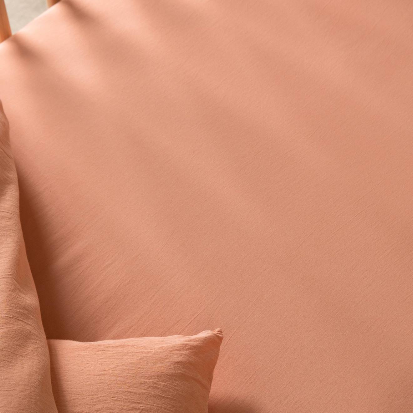 Drap Housse Bébé Satin De Coton Bio Lavé Peach