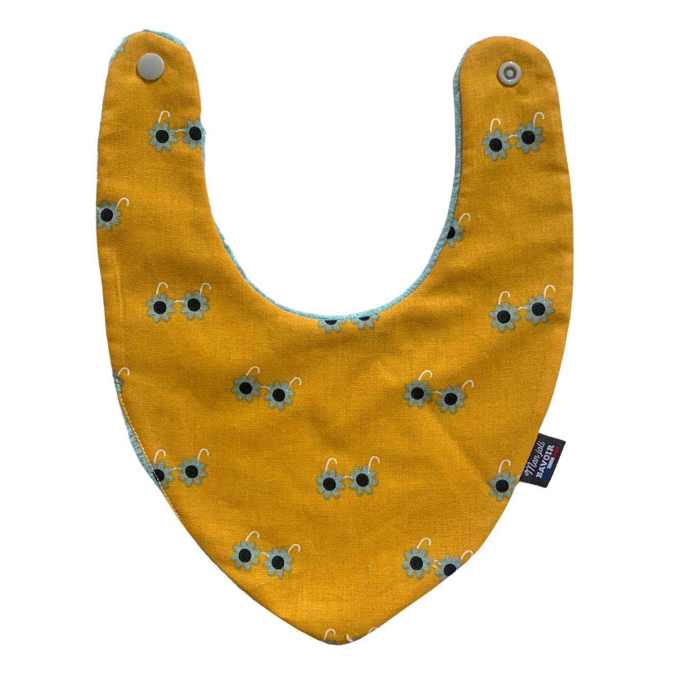 Bavoir Bandana (bleu Imprimé Feuilles) Sunny