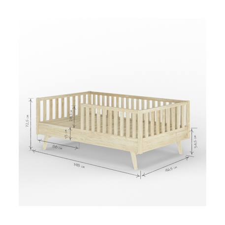 Lit enfant montessori bois massif romeo Blanc+Bois+Noisette 12 - vertbaudet enfant 