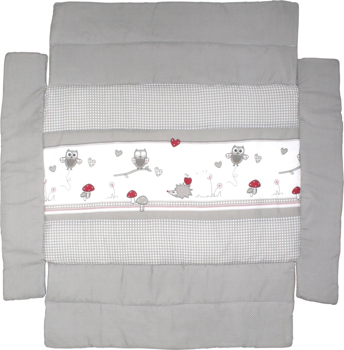 Tapis De Parc Universel Avec Bords - Motifs Hibou Adam & Eule Gris - Blanc / Hibou