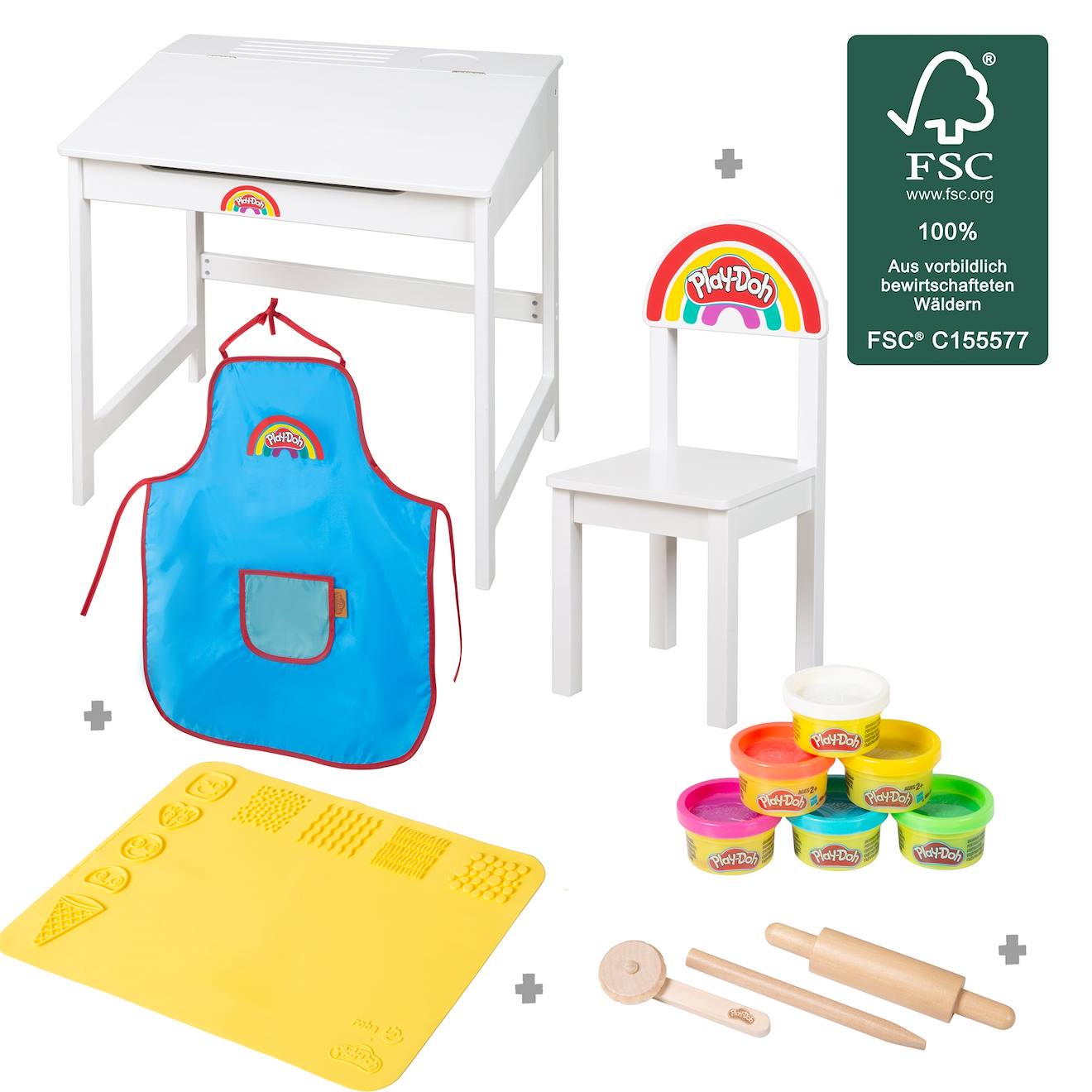 Bureau Enfant Avec Chaise + 6 Pâtes À Modeler Play-doh Et Accessoires Multicolore