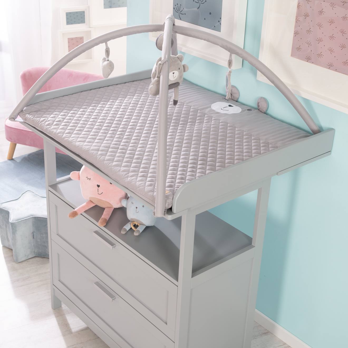 Tapis D'éveil Avec Arches Et 5 Jouets Suspendus Roba Style Gris Argenté - Ourson Sammy (Roba) - Image 1
