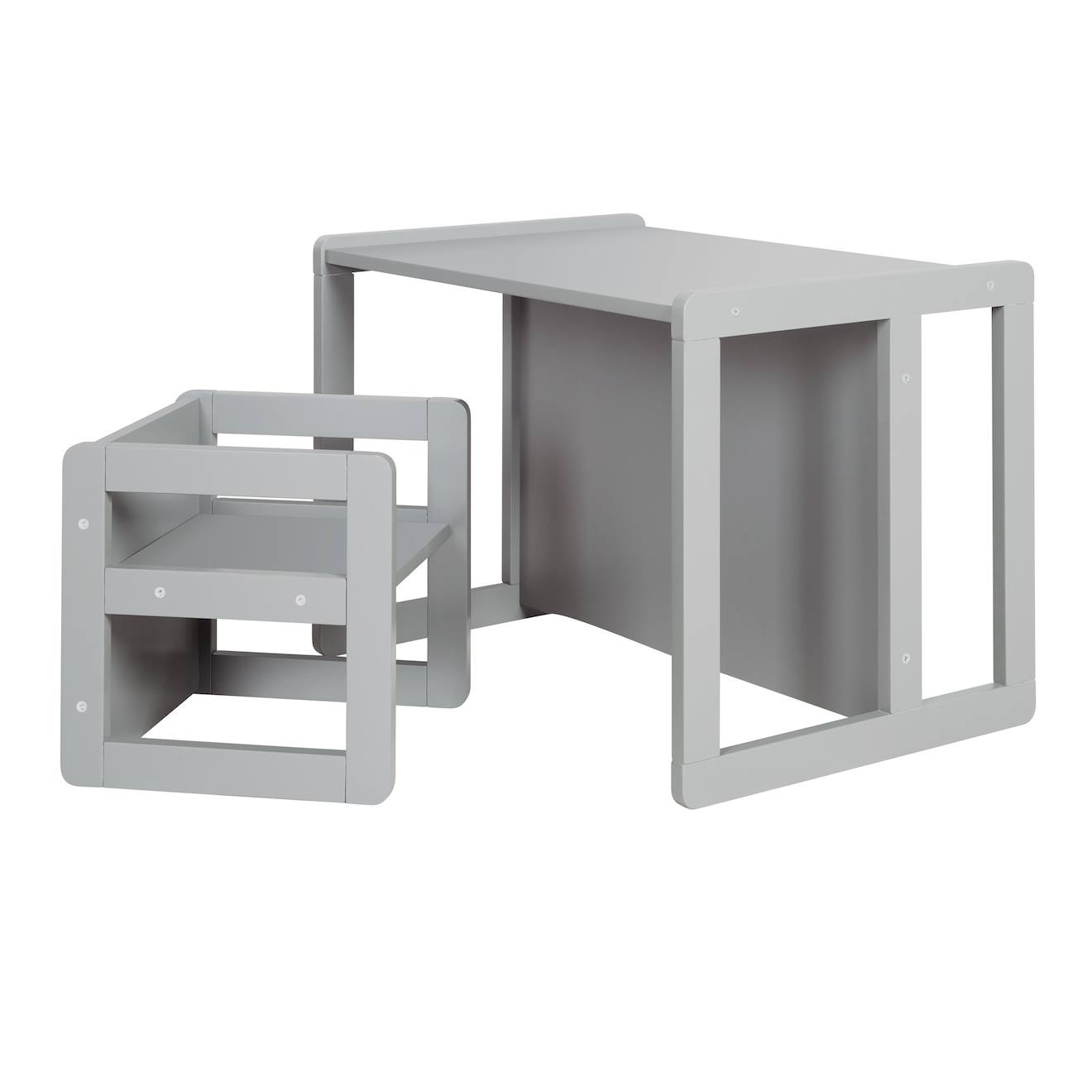 Set Table Convertible En Banc Et 1 Chaise Évolutive Gris