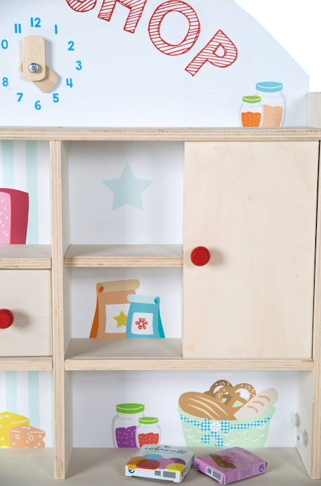 Marchande en bois avec horloge et tableau à craie mini shop Multicolore / sans accessoires 5 - vertbaudet enfant 