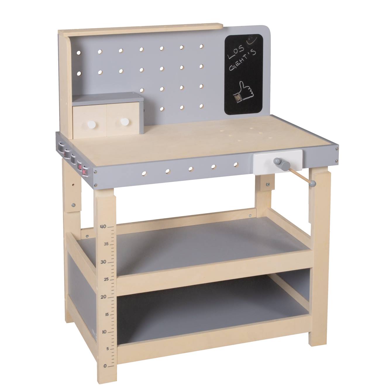 Roba - Établi Enfant Ajustable En Hauteur + 38 Accessoires Naturel Et Gris