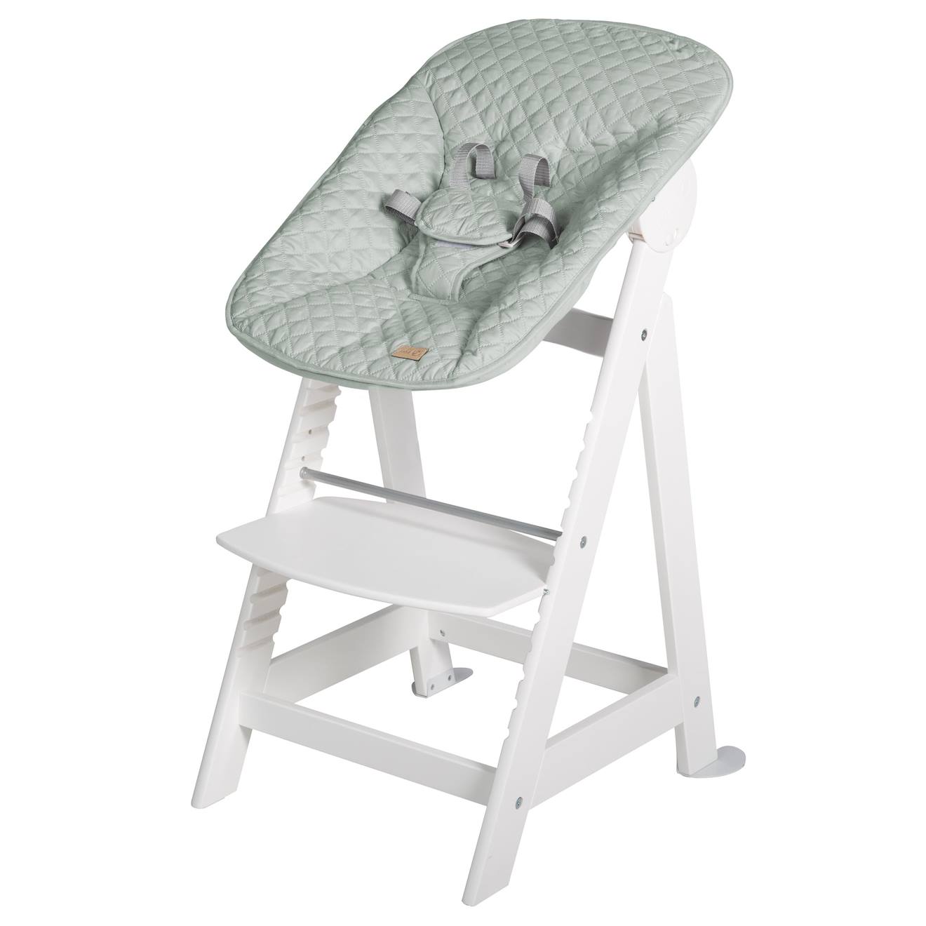 Chaise Haute Évolutive Born Up Avec Transat Déperlant Et Inclinable Roba Style Blanc - Vert Givré (Roba) - Image 2