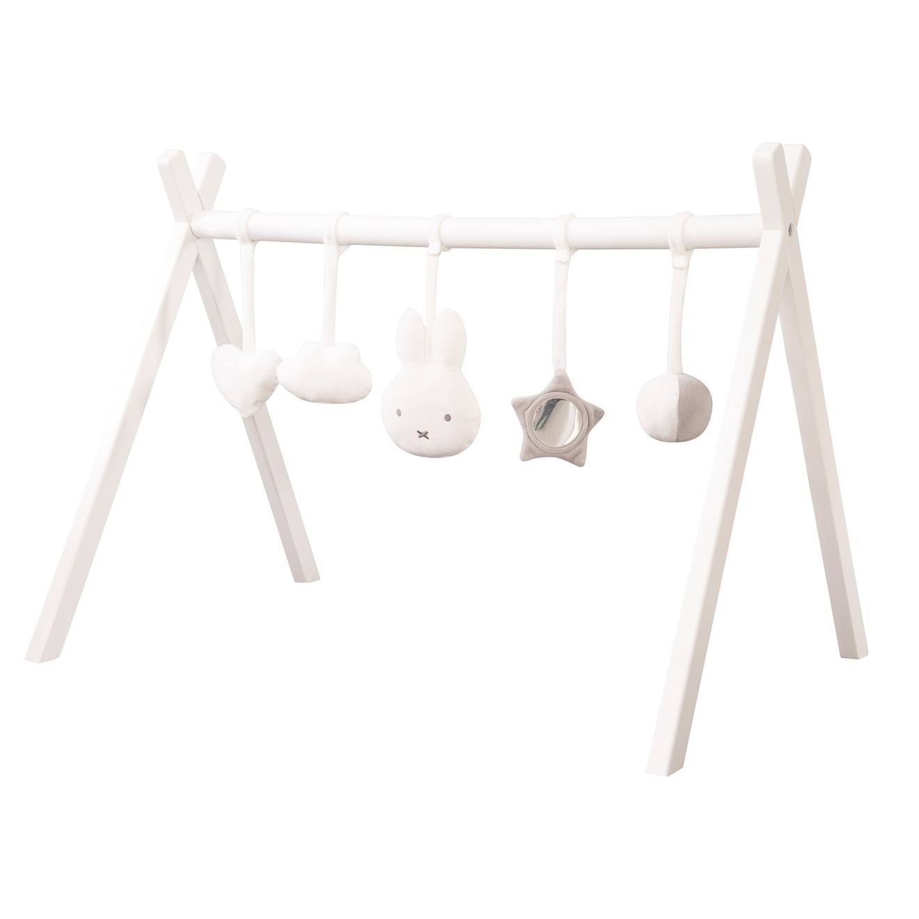 Portique D'éveil En Bois Massif + 5 Pendentifs Roba Style Blanc - Miffy