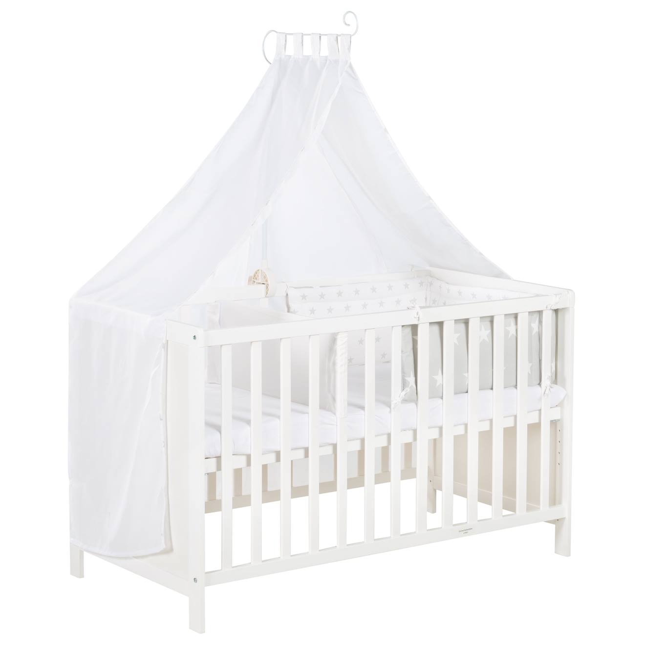 Lit Bébé Cododo 2en1 Avec Literie Complète Sterne Grau Blanc / Étoiles Grises