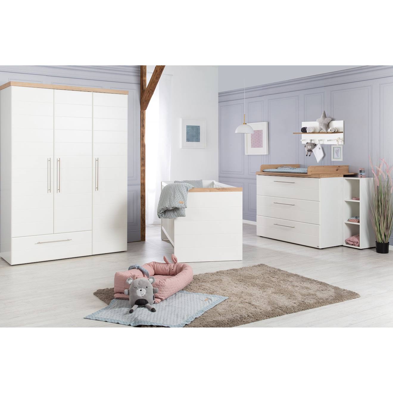 Chambre Bébé Évolutive 2 Pièces Avec Soft-close Nele Blanc / Chêne Artisan (Roba) - Image 1
