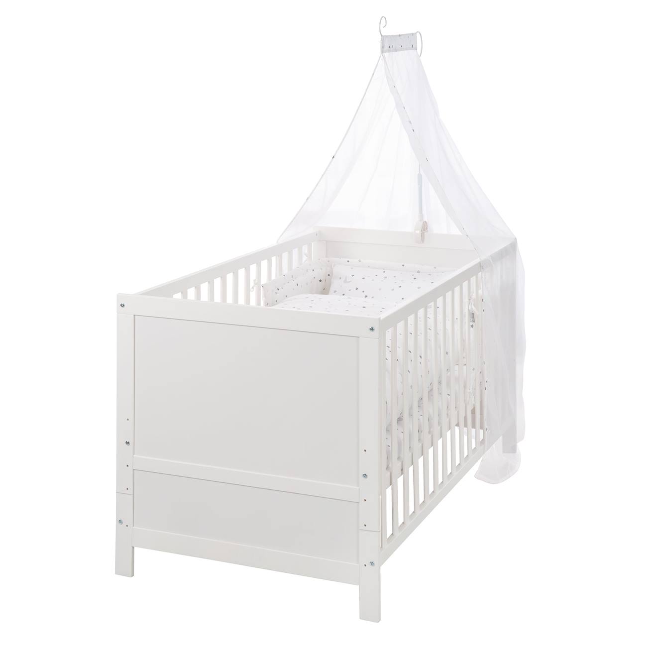 Roba - Lit Évolutif Avec Matelas Et Accessoires Complets Sternenzauber Grau Blanc / Gris