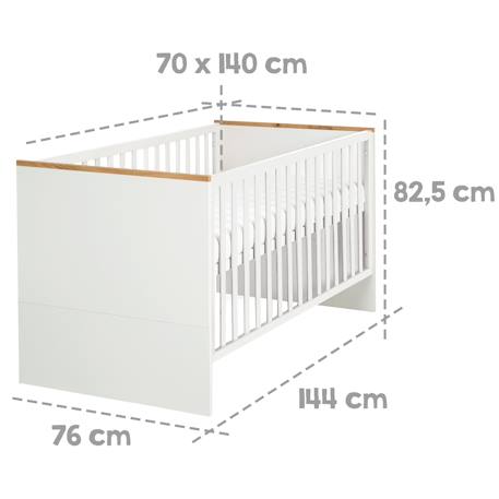 Lit bébé évolutif convertible en lit junior finn Blanc / chêne doré 3 - vertbaudet enfant 