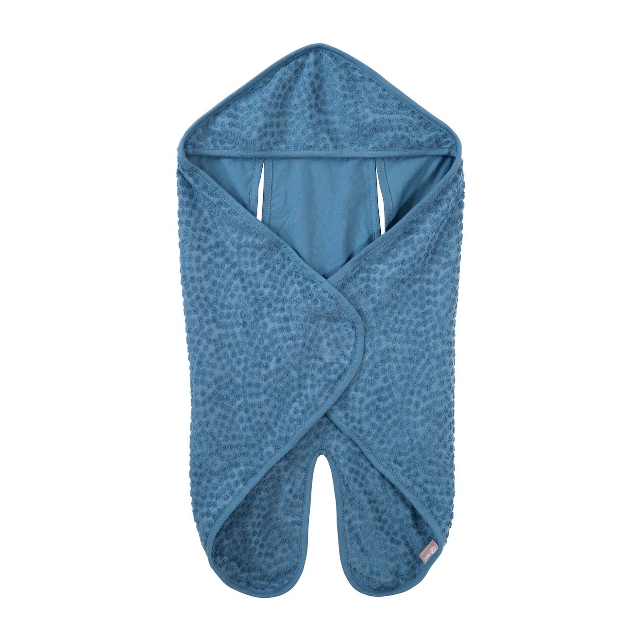 Couverture Enveloppante En Coton Bio Motif Pois En Relief Seashells Bleu Indigo