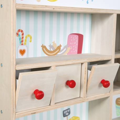 Marchande en bois avec horloge et tableau à craie mini shop Multicolore / sans accessoires 2 - vertbaudet enfant 