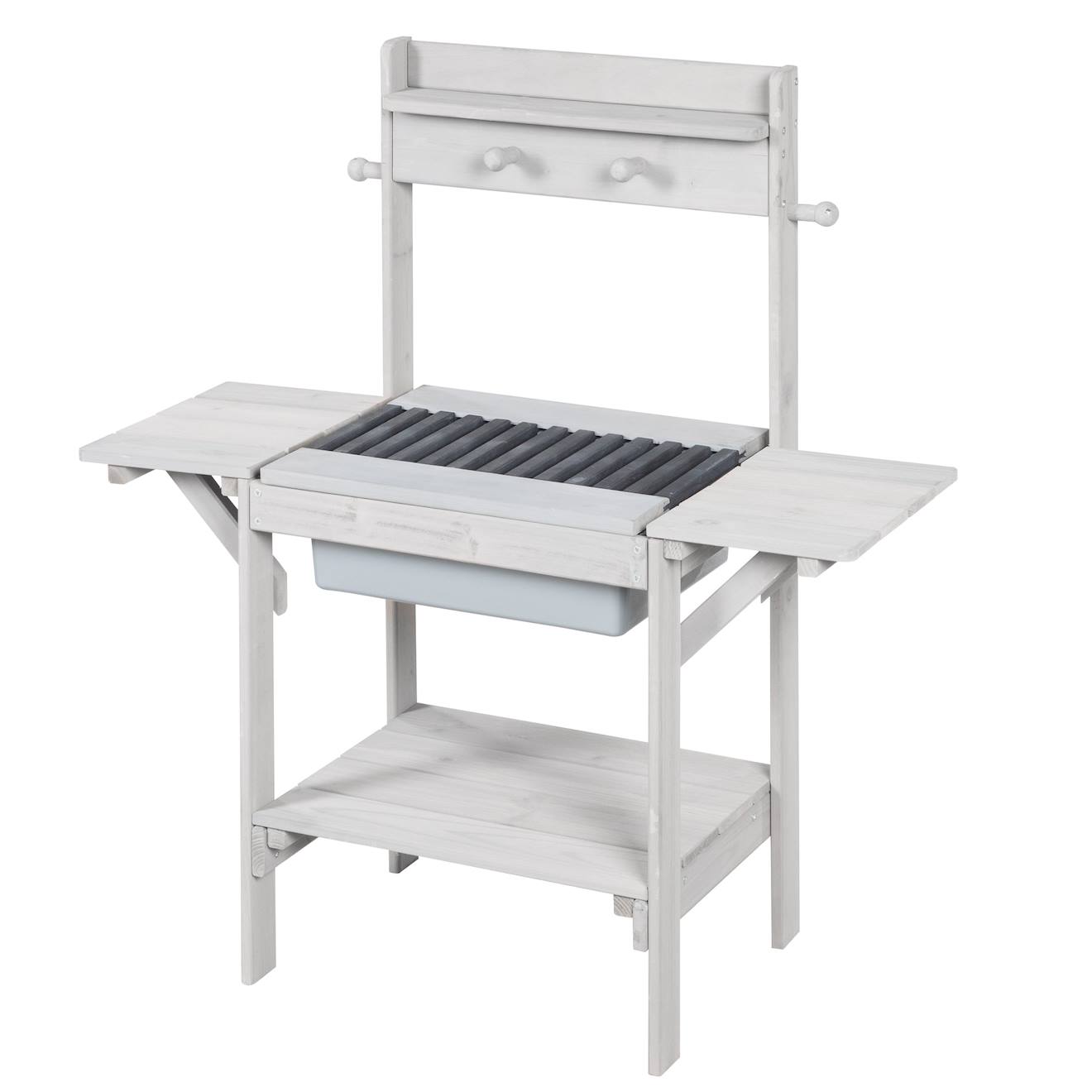 Cuisine Extérieure Pour Enfant Avec Barbecue En Bois Massif Gris